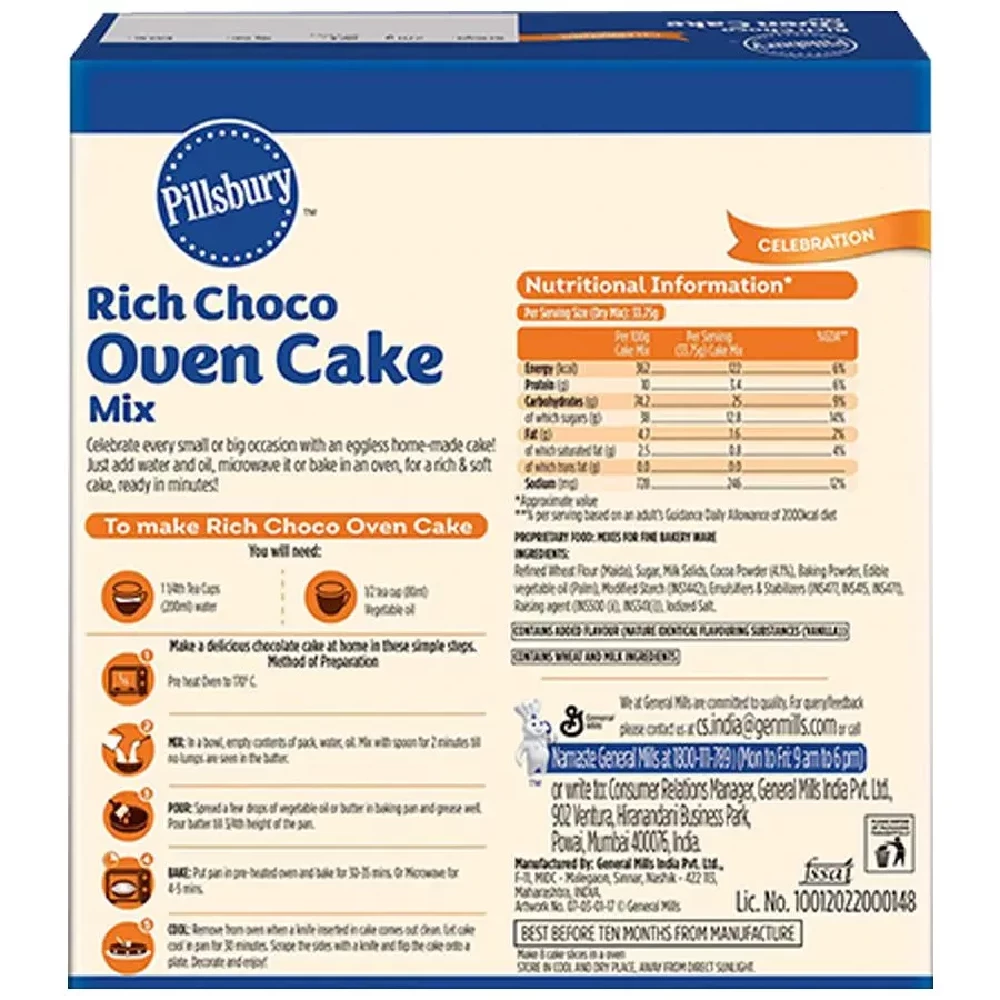 Pillsbury Rich Choco Oven Cake Mix, 270 g Box-2.webp